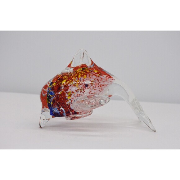 Colorful Orange, Blue, Yellow White and‎ clear Glass Dolphin - Picture 3 of 7